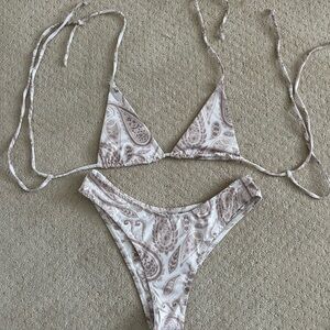 Tan Lines Paisley Print Bikini Set - Cream